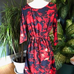 Merona Small SP Red and Black Dress with waist tie